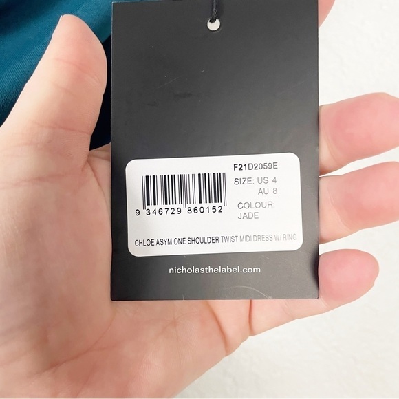 Nicholas Chloe Stretch Jersey One Shoulder Midi Dress Blue Cocktail Formal Party - Picture 7 of 10